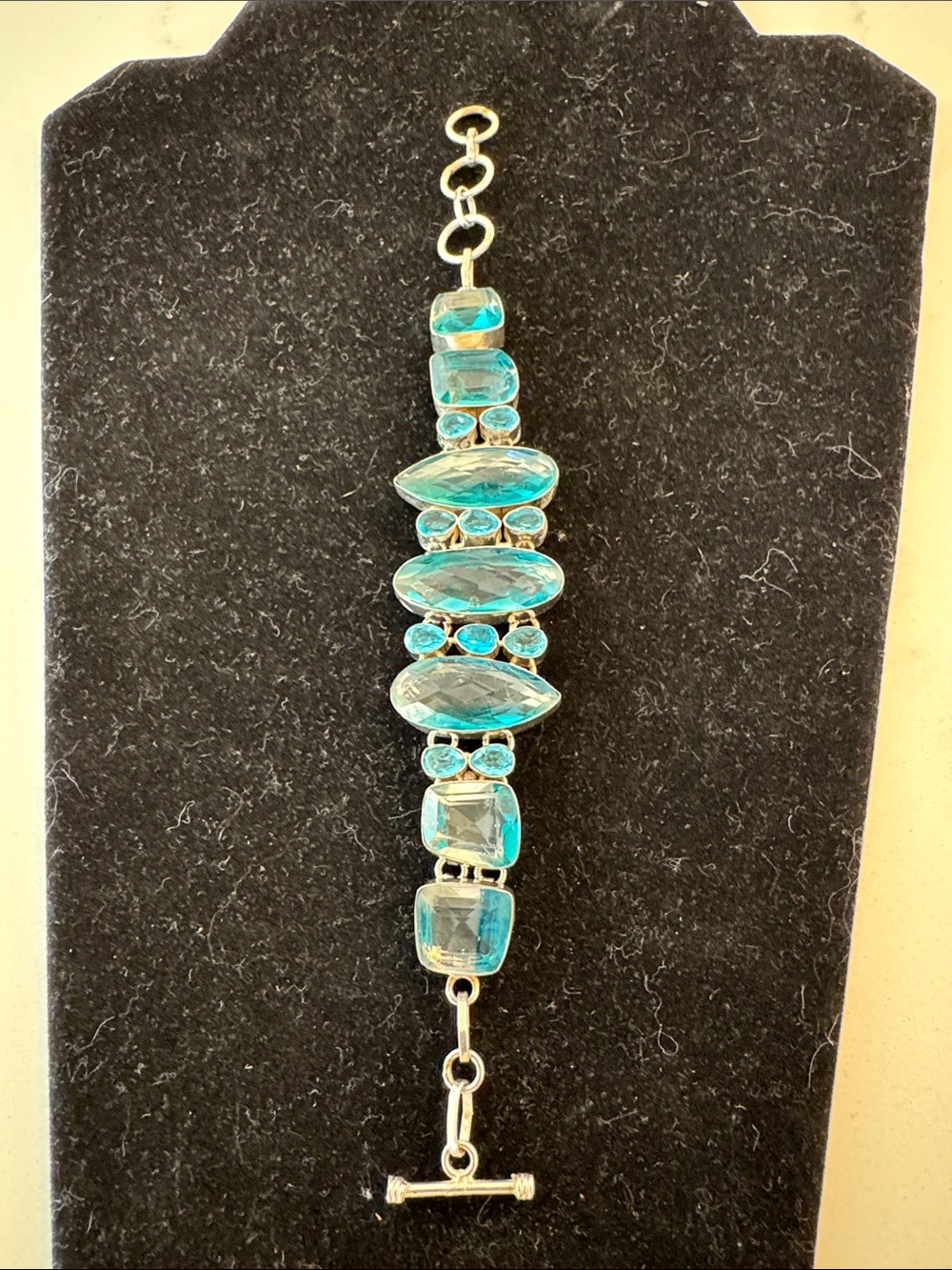 Blue Stone Silver Bracelet - Women Jewelry